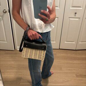 Wicker Wings Kuai Bag Black Straw Natural $363